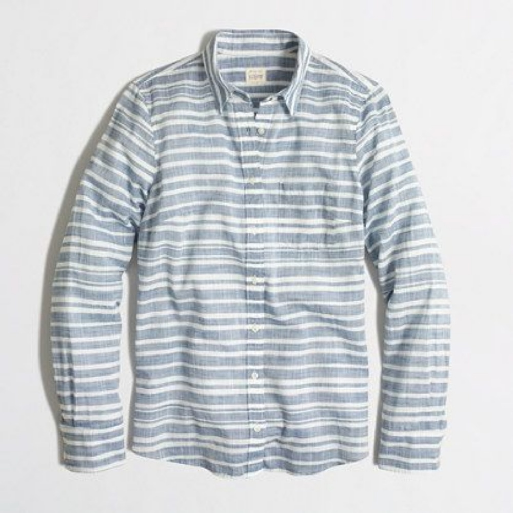 JCREW Factory blue striped gauze boy shirt